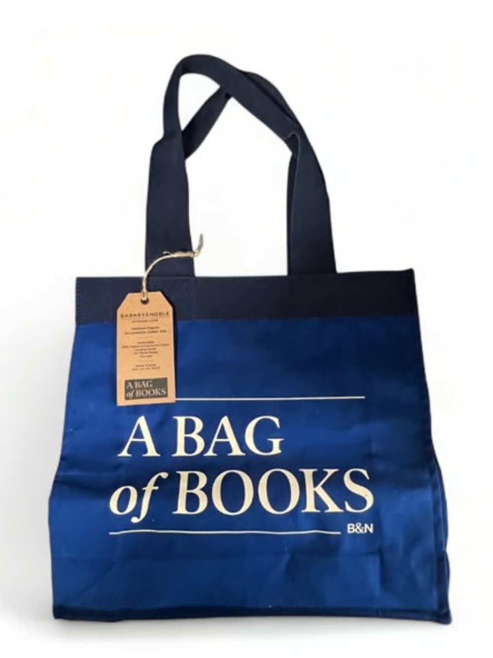 NWT Barnes & Noble A Bag of Books Re-Wrap Organic Cotton Canvas Blue Tote Bag